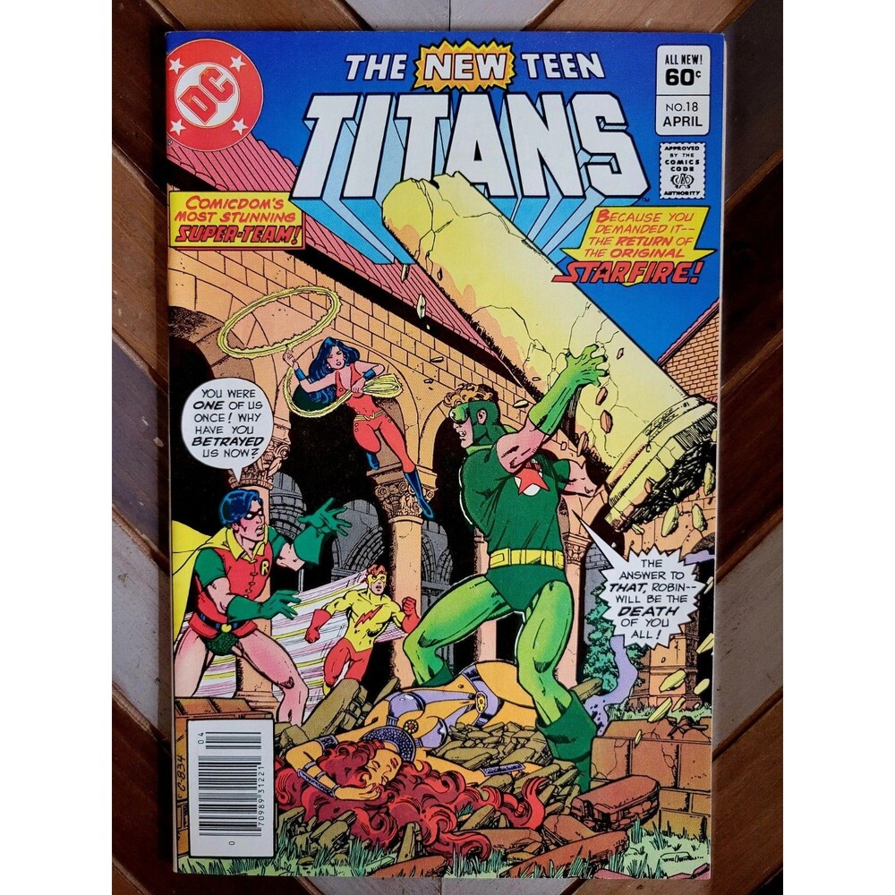 New Teen Titans #18 FN Newsstand Copy (DC 1982) Perez Art! Starfire + Maladi!